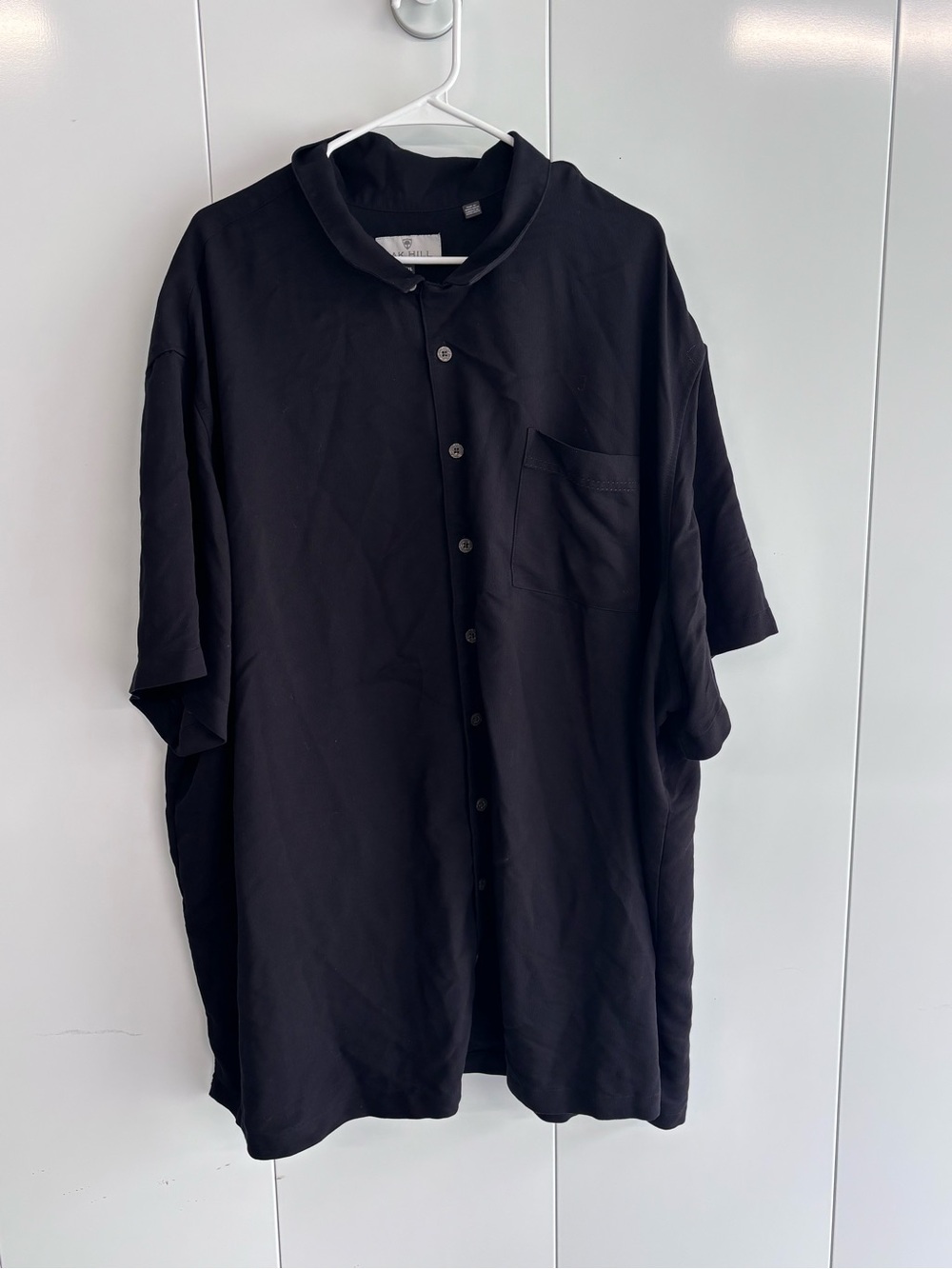 Oak Hill Men's Black Solid Short Sleeve Button-Up Shirt Pockets Big & Tall 4XL